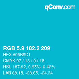 カラーコード: RGB 5.9 182.2 209 | qconv.com