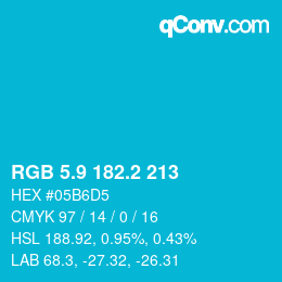 カラーコード: RGB 5.9 182.2 213 | qconv.com