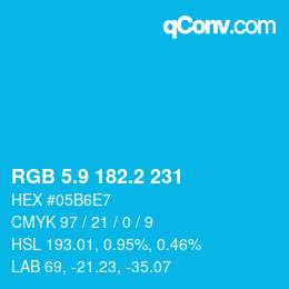 カラーコード: RGB 5.9 182.2 231 | qconv.com
