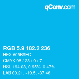 カラーコード: RGB 5.9 182.2 236 | qconv.com