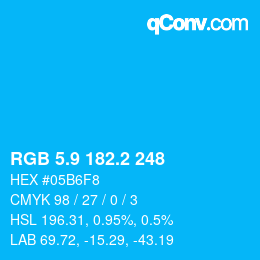 カラーコード: RGB 5.9 182.2 248 | qconv.com