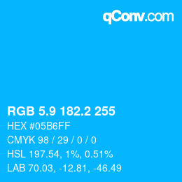 カラーコード: RGB 5.9 182.2 255 | qconv.com