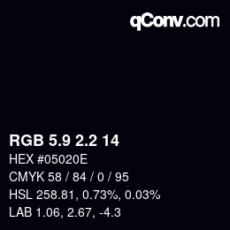 カラーコード: RGB 5.9 2.2 14 | qconv.com