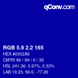 カラーコード: RGB 5.9 2.2 165 | qconv.com
