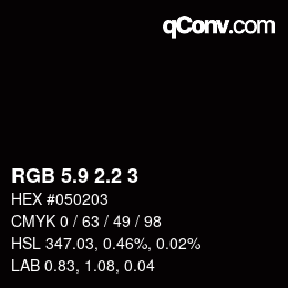 カラーコード: RGB 5.9 2.2 3 | qconv.com