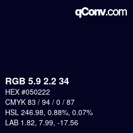 カラーコード: RGB 5.9 2.2 34 | qconv.com