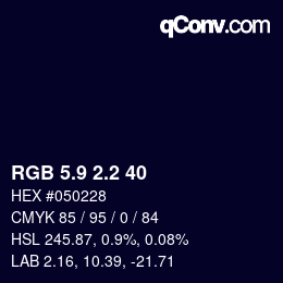 Color code: RGB 5.9 2.2 40 | qconv.com
