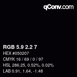 カラーコード: RGB 5.9 2.2 7 | qconv.com
