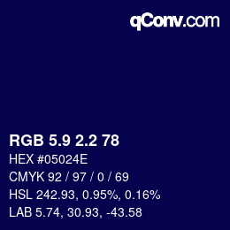カラーコード: RGB 5.9 2.2 78 | qconv.com