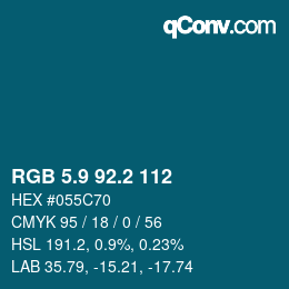 カラーコード: RGB 5.9 92.2 112 | qconv.com