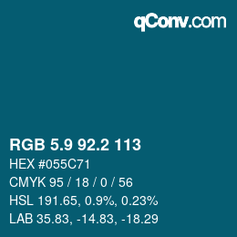 カラーコード: RGB 5.9 92.2 113 | qconv.com