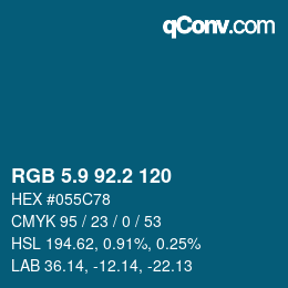 カラーコード: RGB 5.9 92.2 120 | qconv.com