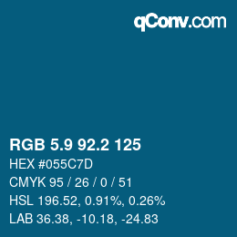 カラーコード: RGB 5.9 92.2 125 | qconv.com