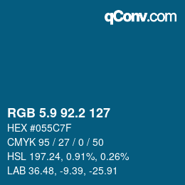 カラーコード: RGB 5.9 92.2 127 | qconv.com