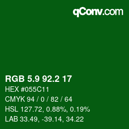 カラーコード: RGB 5.9 92.2 17 | qconv.com