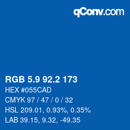 Color code: RGB 5.9 92.2 173 | qconv.com