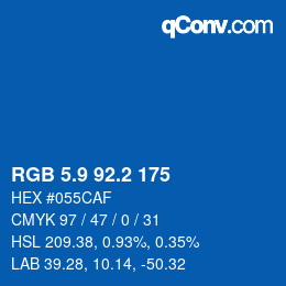 カラーコード: RGB 5.9 92.2 175 | qconv.com