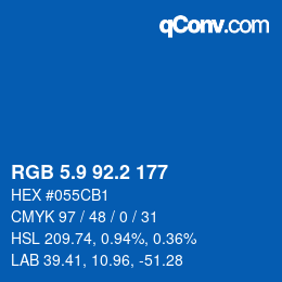 カラーコード: RGB 5.9 92.2 177 | qconv.com