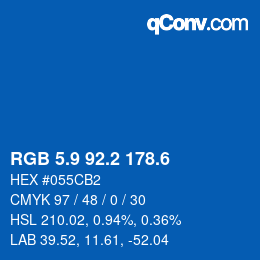 カラーコード: RGB 5.9 92.2 178.6 | qconv.com