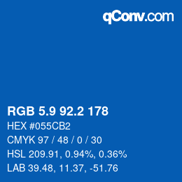 カラーコード: RGB 5.9 92.2 178 | qconv.com
