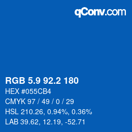 Color code: RGB 5.9 92.2 180 | qconv.com