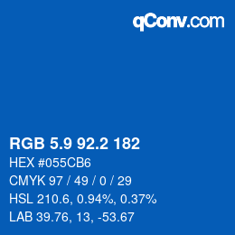 カラーコード: RGB 5.9 92.2 182 | qconv.com