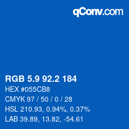 カラーコード: RGB 5.9 92.2 184 | qconv.com