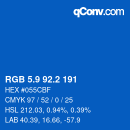 カラーコード: RGB 5.9 92.2 191 | qconv.com