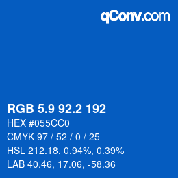 カラーコード: RGB 5.9 92.2 192 | qconv.com
