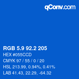 カラーコード: RGB 5.9 92.2 205 | qconv.com