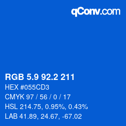 カラーコード: RGB 5.9 92.2 211 | qconv.com