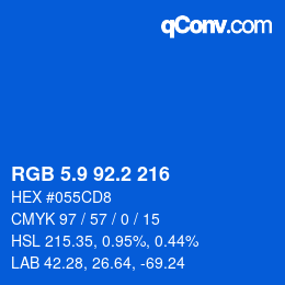 カラーコード: RGB 5.9 92.2 216 | qconv.com