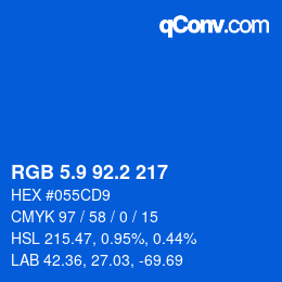 Color code: RGB 5.9 92.2 217 | qconv.com