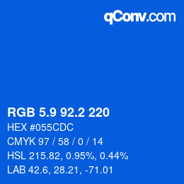 カラーコード: RGB 5.9 92.2 220 | qconv.com