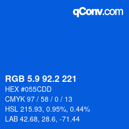 カラーコード: RGB 5.9 92.2 221 | qconv.com