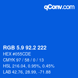 Farbcode: RGB 5.9 92.2 222 | qconv.com