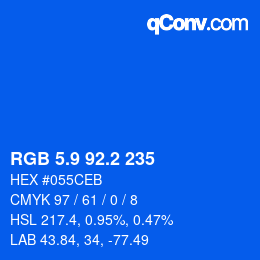 カラーコード: RGB 5.9 92.2 235 | qconv.com