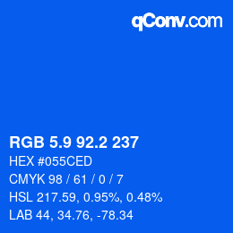 カラーコード: RGB 5.9 92.2 237 | qconv.com