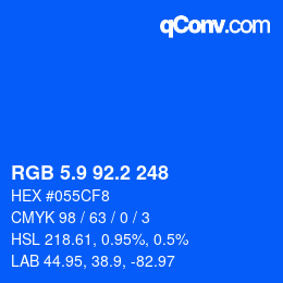 カラーコード: RGB 5.9 92.2 248 | qconv.com