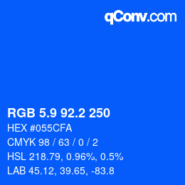 カラーコード: RGB 5.9 92.2 250 | qconv.com