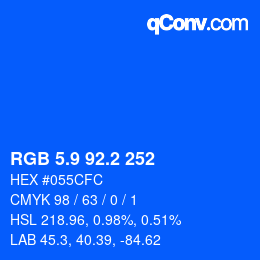 カラーコード: RGB 5.9 92.2 252 | qconv.com