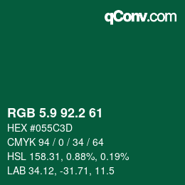 カラーコード: RGB 5.9 92.2 61 | qconv.com