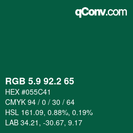 カラーコード: RGB 5.9 92.2 65 | qconv.com
