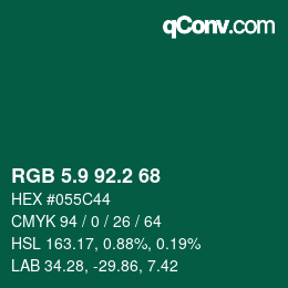 カラーコード: RGB 5.9 92.2 68 | qconv.com
