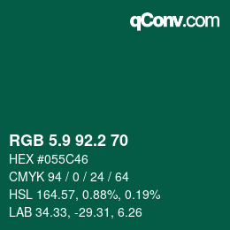 カラーコード: RGB 5.9 92.2 70 | qconv.com