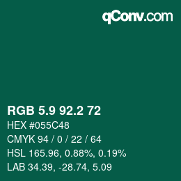 カラーコード: RGB 5.9 92.2 72 | qconv.com
