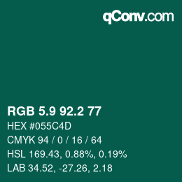 カラーコード: RGB 5.9 92.2 77 | qconv.com