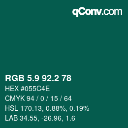 カラーコード: RGB 5.9 92.2 78 | qconv.com