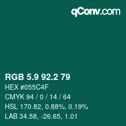 カラーコード: RGB 5.9 92.2 79 | qconv.com