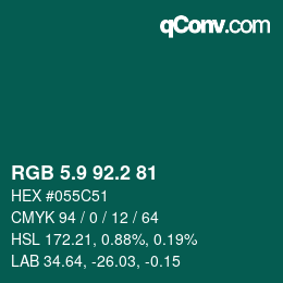 カラーコード: RGB 5.9 92.2 81 | qconv.com